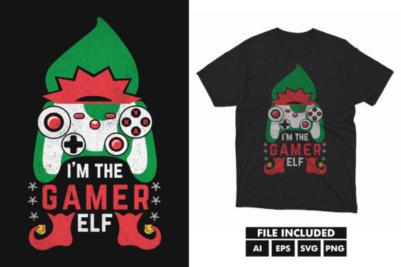 Elf Gamer Christmas SVG T-shirt Graphics