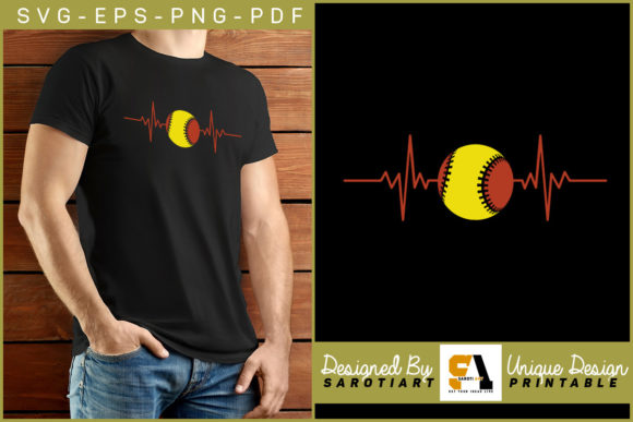Softball Heartbeat Graphics for Crafts