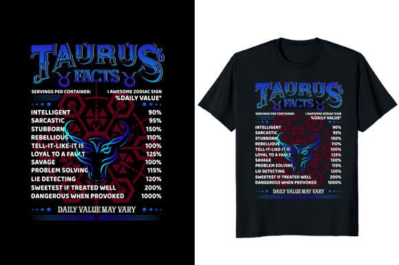 Taurus Fact Graphics for T-Shirt Designs