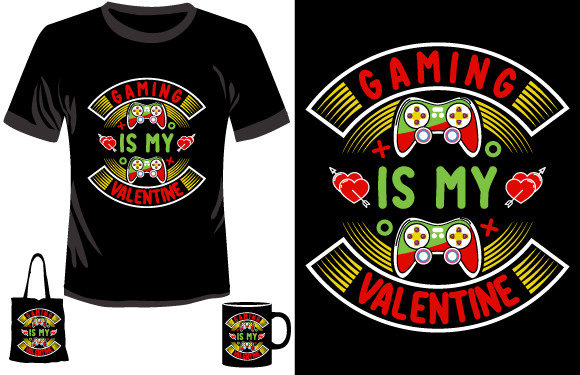 Valentine’s Gaming T-Shirt Graphics for Crafts
